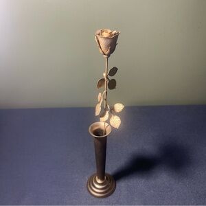 Ted Arnold LTD Silver Rose Bud Vase Desk Decorative Flower Gift 11 Inches Tall